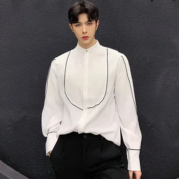 Men's Stand Collar Long Sleeve Shirt Black White Loose Shirts Spring Autumn Tops England Style Casual Shirts Plus Size M-2XL
Men's Stand Collar Long Sleeve Shirt Black White Loose Shirts Spring Autumn Tops England Style Casual Shirts Plus Size M-2XL