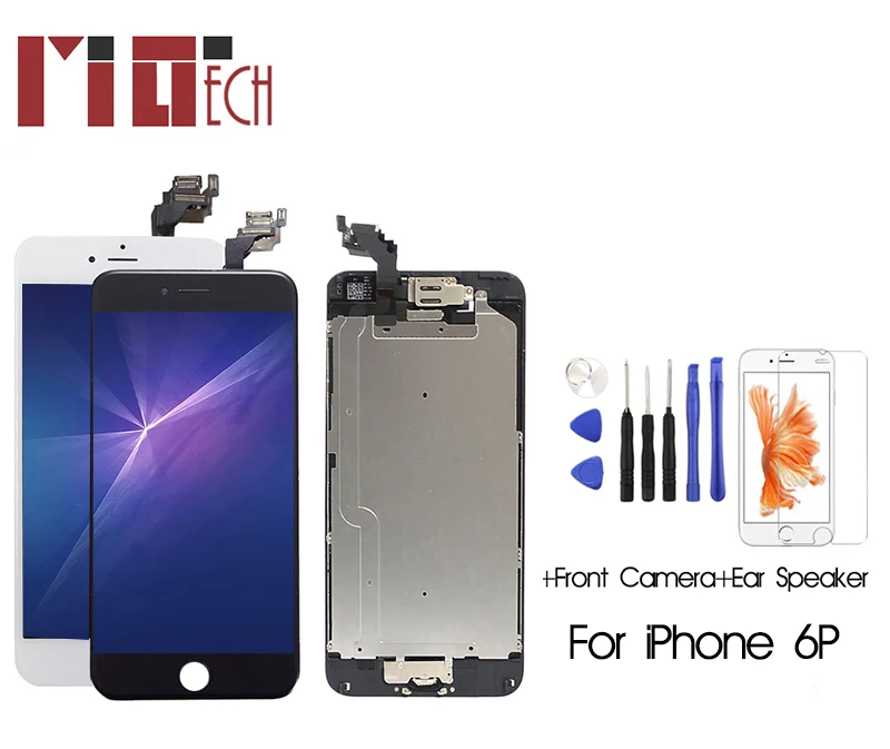 For iPhone 6 Plus 6S LCD Display Touch Screen Digitizer Assembly Replacement+Front Camera+Ear Speaker+Home Button With Gifts
For iPhone 6 Plus 6S LCD Display Touch Screen Digitizer Assembly Replacement+Front Camera+Ear Speaker+Home Button With Gifts