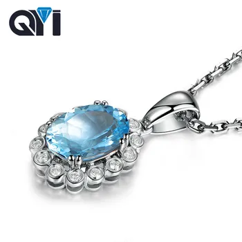 QYI Fashion Natural sky Blue Topaz Pendants 1.5 ct Oval Cut Gemstone 925 Sterling Silver Halo Pendants Necklaces For Women
QYI Fashion Natural sky Blue Topaz Pendants 1.5 ct Oval Cut Gemstone 925 Sterling Silver Halo Pendants Necklaces For Women