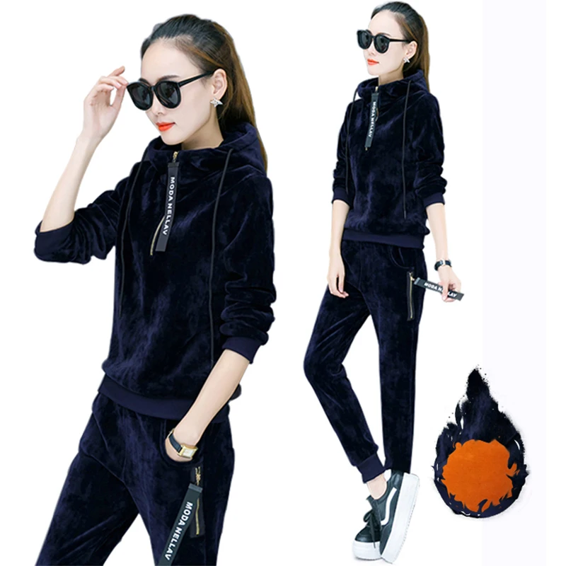Women Winter Suits Velvet Keep Warm Tracksuits Hooded Sweatshirts Casual Women Clothing 2 Piece Set Flannel Sporting Suit Female
Women Winter Suits Velvet Keep Warm Tracksuits Hooded Sweatshirts Casual Women Clothing 2 Piece Set Flannel Sporting Suit Female