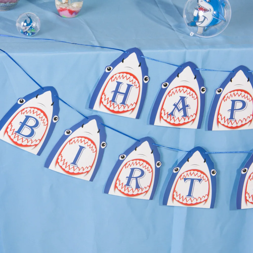 Shark Party Feliz cumpleaños Banner colgante decoraciones Baby Boy