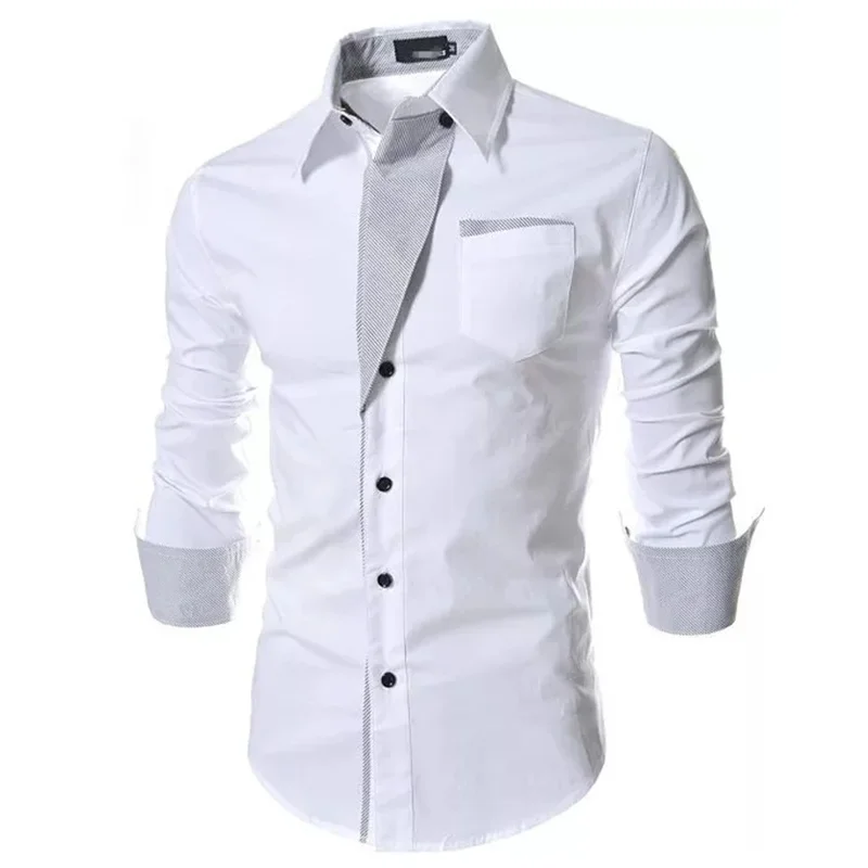 Dropping Casual Shirt Men Solid Slim Fit Turn-down Collar Shirts Patchwork Single Breasted Male Shirt
Dropping Casual Shirt Men Solid Slim Fit Turn-down Collar Shirts Patchwork Single Breasted Male Shirt