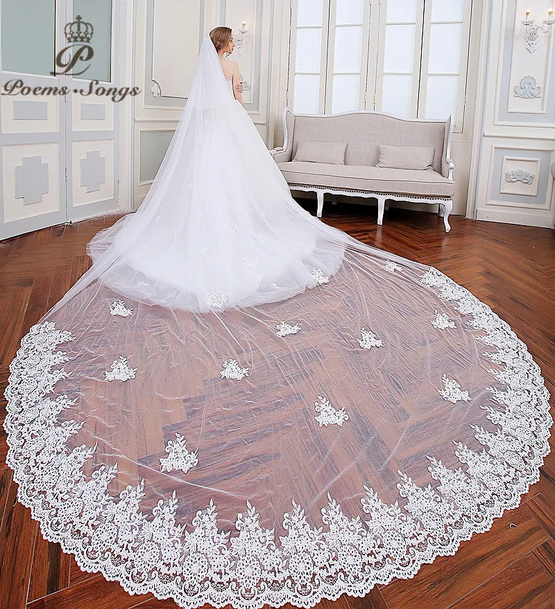 PoemsSongs 2018 New Style high quality beautiful flowers lace wedding dress veil about 5M lace veil bride veil ball gown veil
PoemsSongs 2018 New Style high quality beautiful flowers lace wedding dress veil about 5M lace veil bride veil ball gown veil