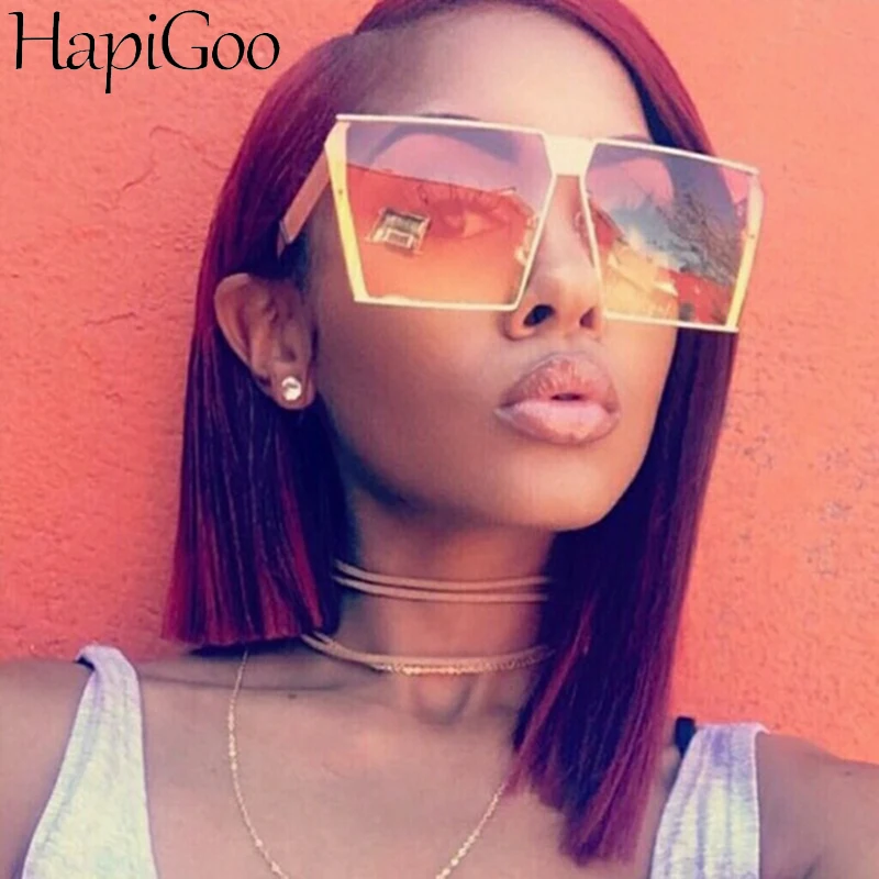 HAPIGOO Vintage Oversized Rimless Square Sunglasses Women Mirror Flat top Big Eyewear Brand Designer Sun Glasses For Female
HAPIGOO Vintage Oversized Rimless Square Sunglasses Women Mirror Flat top Big Eyewear Brand Designer Sun Glasses For Female