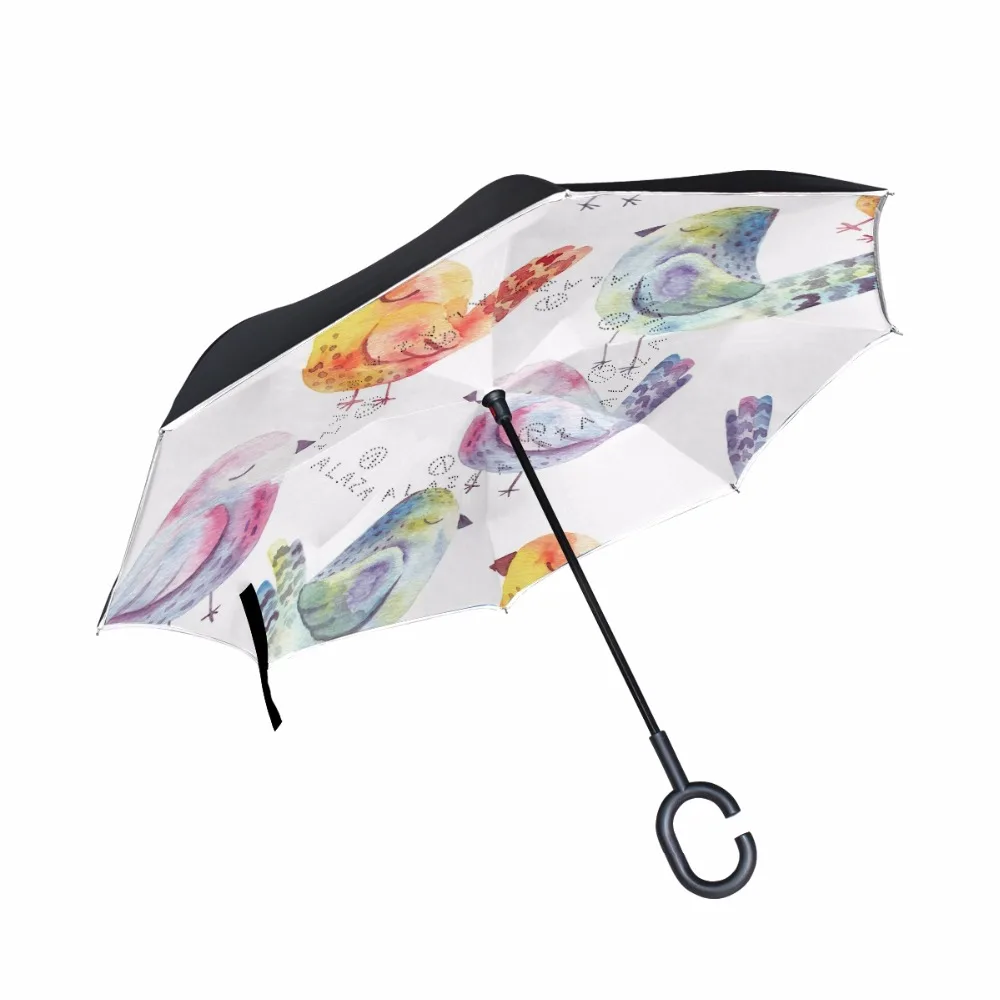 Watercolor Birds Reverse Umbrella Windproof Long Shank Inverted Double Layer Creative Self Stand Rain Protection Umbrella
Watercolor Birds Reverse Umbrella Windproof Long Shank Inverted Double Layer Creative Self Stand Rain Protection Umbrella