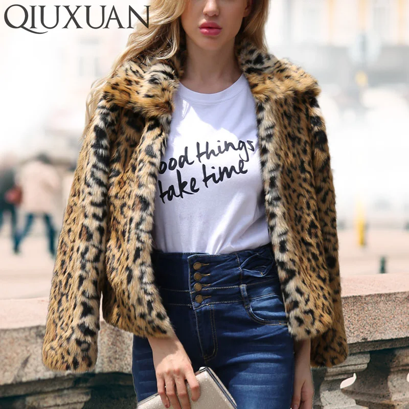 QIUXUAN Winter Women Fashion Leopard Print Faux Fur Overcoat Jacket Long Sleeve Turndown Short Slim Coats Keep Warm Outwear
QIUXUAN Winter Women Fashion Leopard Print Faux Fur Overcoat Jacket Long Sleeve Turndown Short Slim Coats Keep Warm Outwear