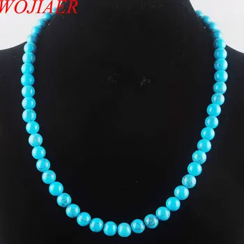 WOJIAER Natural Stone 8mm Round Beads Necklaces For Women Female Payer Regious Nepal Blue Howlite Necklace Jewelry PF3030
WOJIAER Natural Stone 8mm Round Beads Necklaces For Women Female Payer Regious Nepal Blue Howlite Necklace Jewelry PF3030