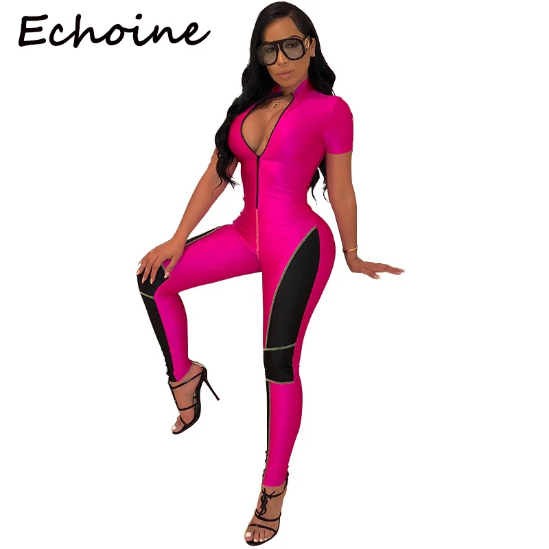 Echoine Casual Color Patchwork Jumpsuit Short Sleeve Long Pants Zipper Playsuit Slinky Sportwear Sexy Bodysuit Outfits
Echoine Casual Color Patchwork Jumpsuit Short Sleeve Long Pants Zipper Playsuit Slinky Sportwear Sexy Bodysuit Outfits