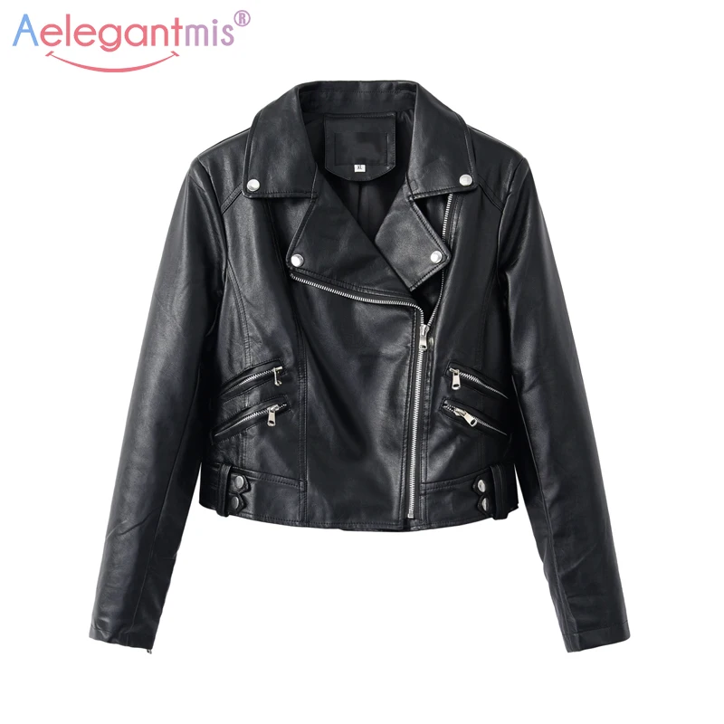 Aelegantmis Classic Short PU Faux Leather Jacket Women Cool Zippers Slim Biker Motorcyle Jacket Ladies Autumn Winter Coats Black
Aelegantmis Classic Short PU Faux Leather Jacket Women Cool Zippers Slim Biker Motorcyle Jacket Ladies Autumn Winter Coats Black