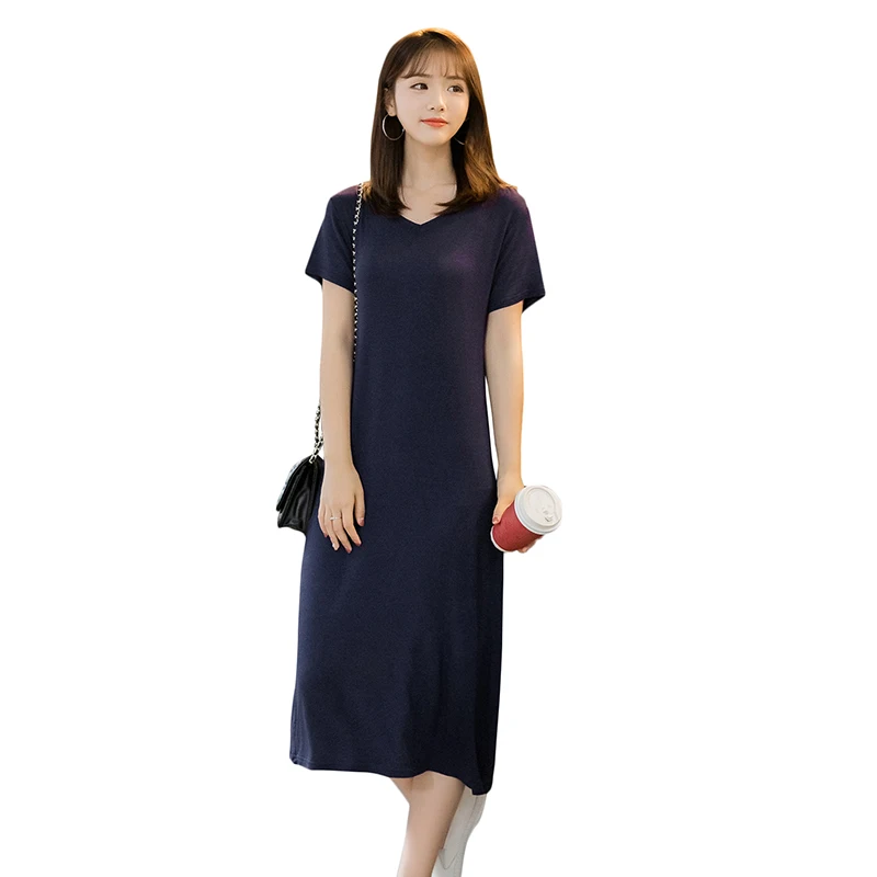 Anself Women Tee Shirt Dress Stretchy Solid Color V Neck Short Sleeve Soft Summer Dress Mid-calf Casual Party Wear One-Piece
Anself Women Tee Shirt Dress Stretchy Solid Color V Neck Short Sleeve Soft Summer Dress Mid-calf Casual Party Wear One-Piece