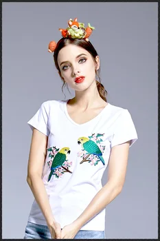 2017 Summer New Women's Short Sleeves Casual Girl Embroidery T-shirt Short Sleeve V-neck T-shirt 
2017 Summer New Women's Short Sleeves Casual Girl Embroidery T-shirt Short Sleeve V-neck T-shirt