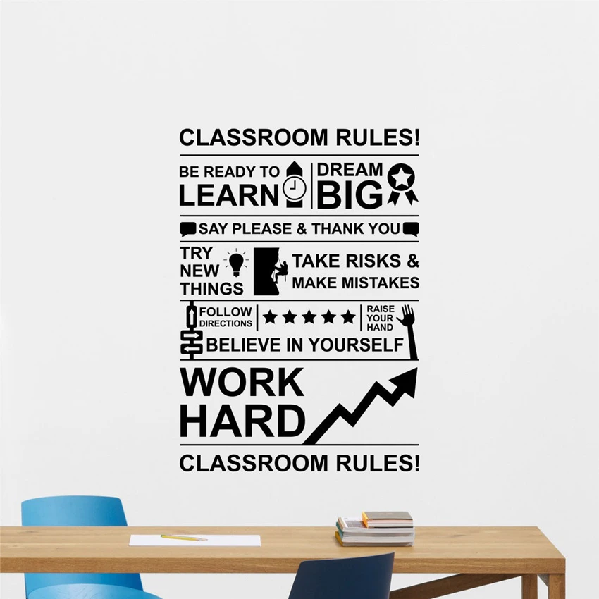 Modern Design Classroom Rules Wall Decal School Vinyl Sticker Poster Study Gift Decor Nursery Kids Room D890
Modern Design Classroom Rules Wall Decal School Vinyl Sticker Poster Study Gift Decor Nursery Kids Room D890