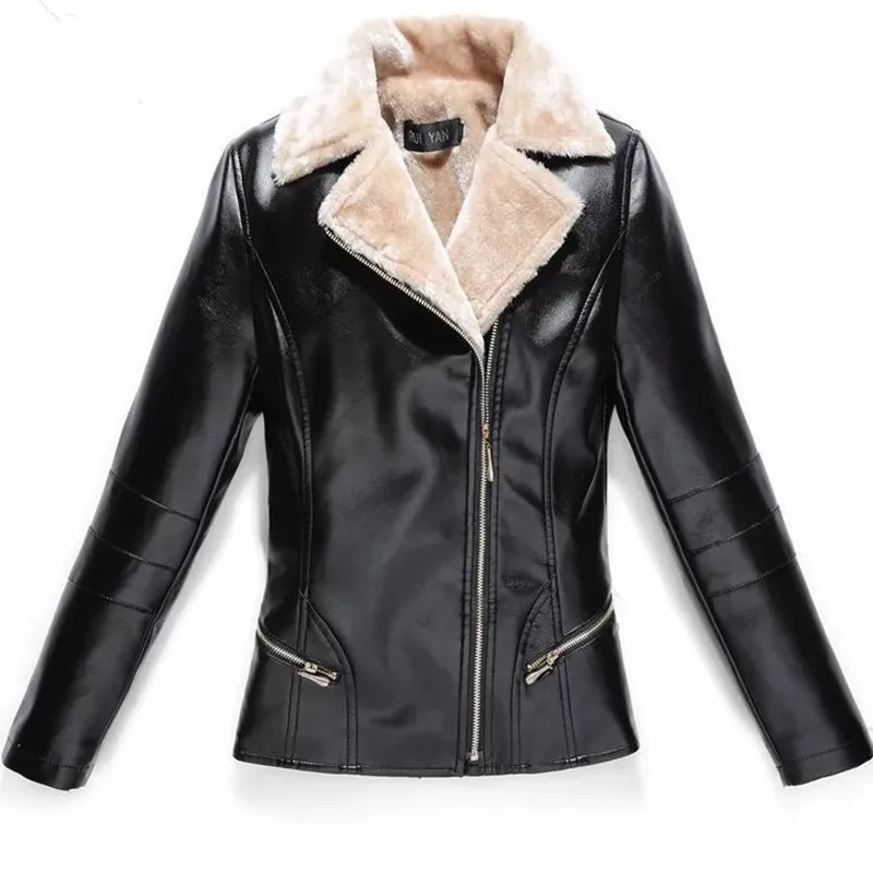 L-7XL Winter Women Leather Jacket Plus Velvet Warm Female Faux Leather Jackets Fashion Turn Collar Office Lady Coat Black Red
L-7XL Winter Women Leather Jacket Plus Velvet Warm Female Faux Leather Jackets Fashion Turn Collar Office Lady Coat Black Red