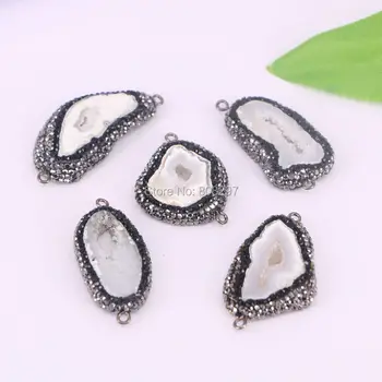 6Pcs Nature Geode Stone Slice Connector,with Black Crystal Rhinestone Bead,Charm Gems Connector Beads For Jewelry Making
6Pcs Nature Geode Stone Slice Connector,with Black Crystal Rhinestone Bead,Charm Gems Connector Beads For Jewelry Making