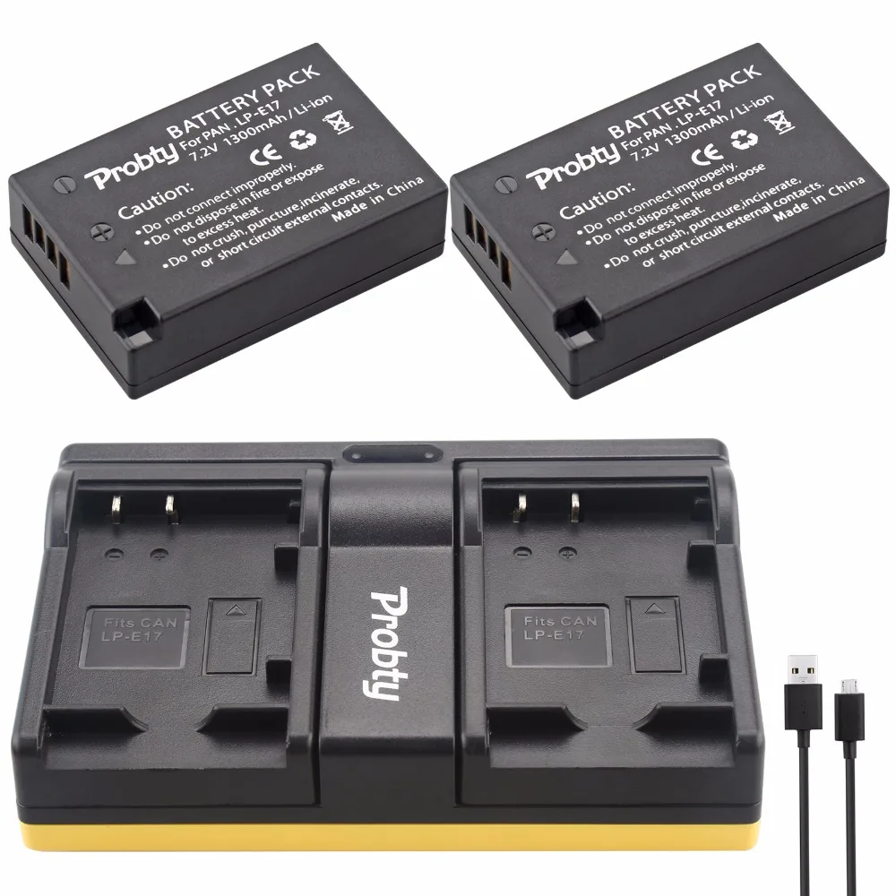 

Probty LP-E17 LP E17 Battery + USB Dual Charger for Canon EOS M3 M5 M6 Rebel T6i T6s T7i 750D 760D 8000D 77D Kiss X8i Camera