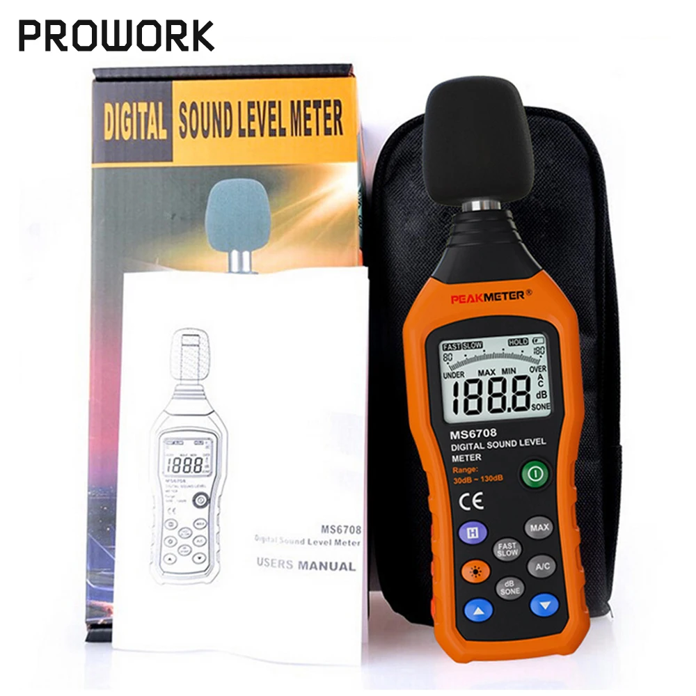 MS6708 LCD Digital Audio Decibel Sound Noise Level Meter dB Meter Measuring Logger Tester 30 dB to 130 dB Sound Level Meter
MS6708 LCD Digital Audio Decibel Sound Noise Level Meter dB Meter Measuring Logger Tester 30 dB to 130 dB Sound Level Meter