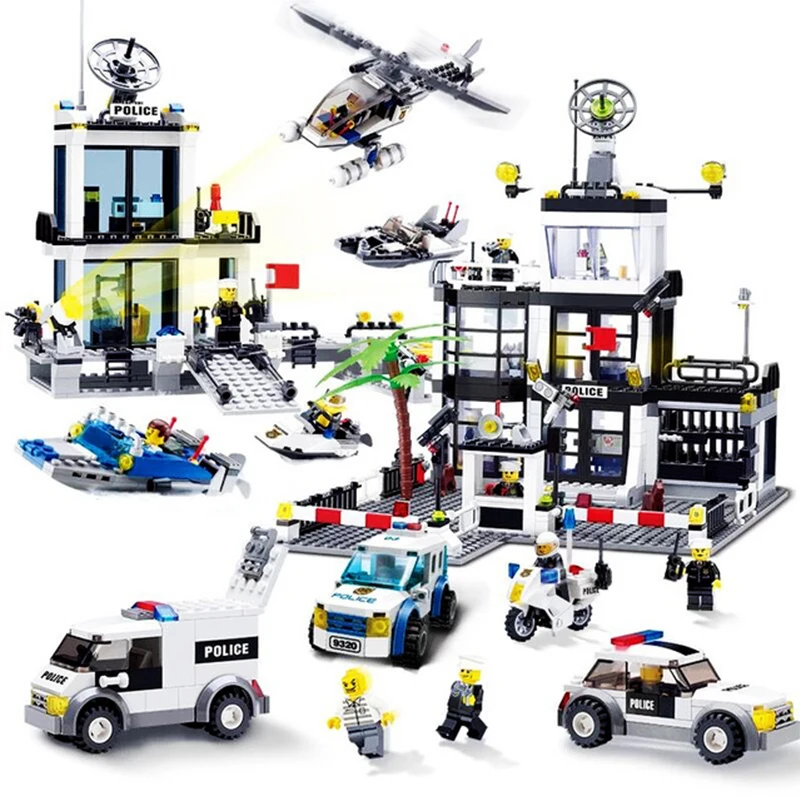 City Police Station Compatible Swat Police Helicopter Cars Truck Motorcycle Boat Figures Building Block Brick Toys
City Police Station Compatible Swat Police Helicopter Cars Truck Motorcycle Boat Figures Building Block Brick Toys