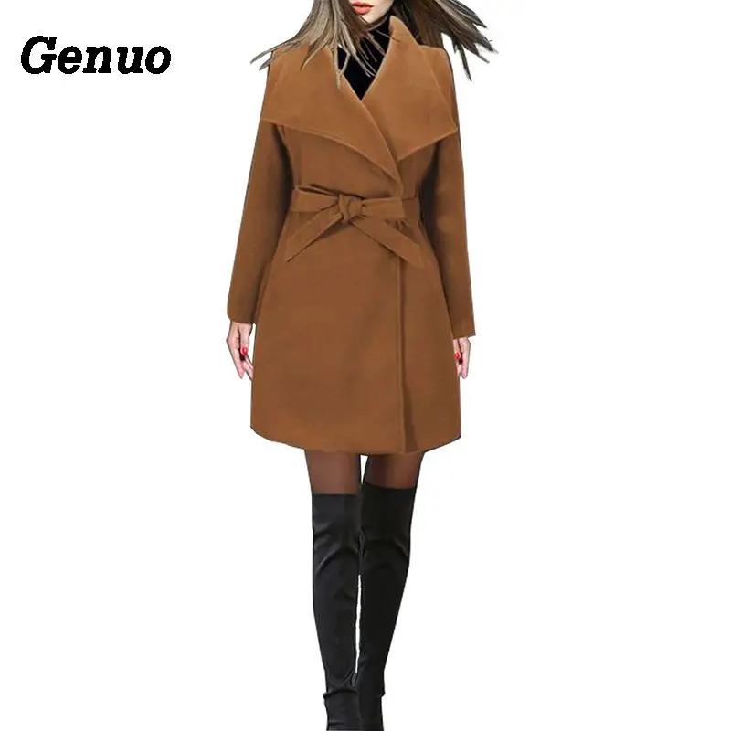 Genuo 2018 Women Woolen Coat Wide Lapel Long Sleeve Medium-long Parka Belt Coat Elegant Women Winter Thick Warm Overcoat Jackets
Genuo 2018 Women Woolen Coat Wide Lapel Long Sleeve Medium-long Parka Belt Coat Elegant Women Winter Thick Warm Overcoat Jackets