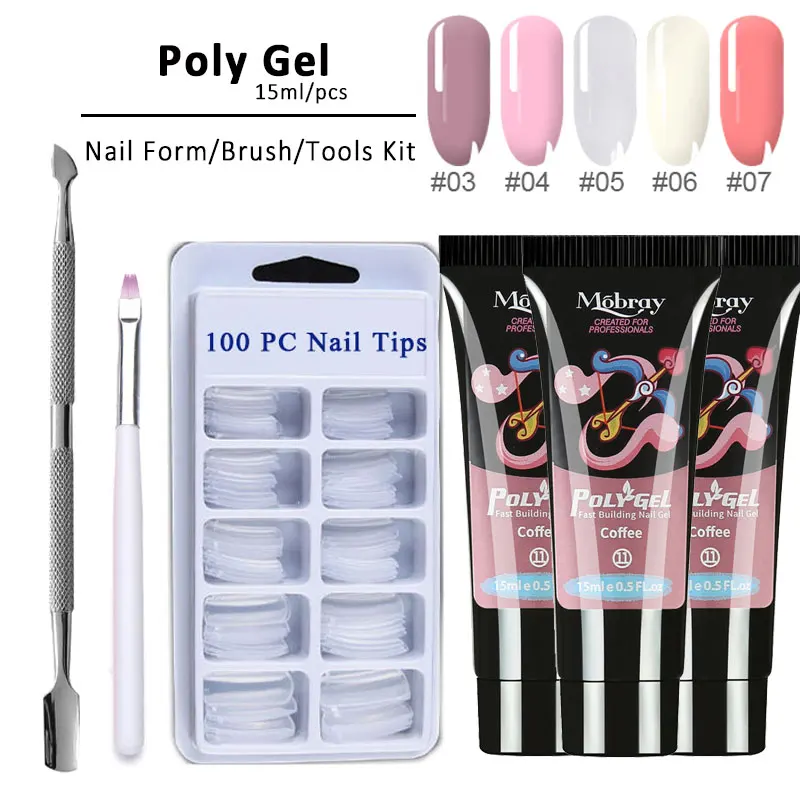 

4pcs/set Poly Gel Set Builder Extending Gel Crystal Jelly Gum PolyGel Nail Kit Uv Gel French Nails Art Manicure Tips Decorations