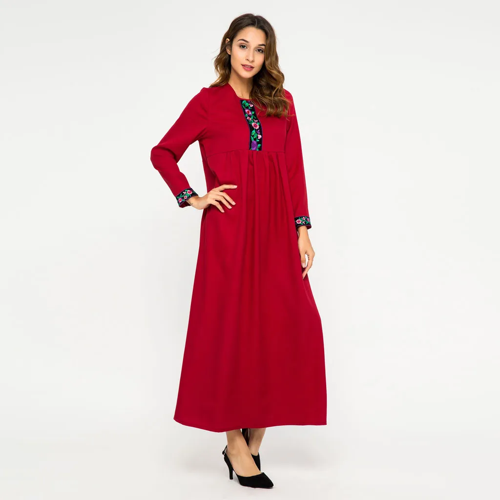 Muslim women Long sleeve Dubai Dress abaya jalabiya islamic clothing Round Neck Long Sleeve Embroidered Pleated Loose Dress 4.4
Muslim women Long sleeve Dubai Dress abaya jalabiya islamic clothing Round Neck Long Sleeve Embroidered Pleated Loose Dress 4.4