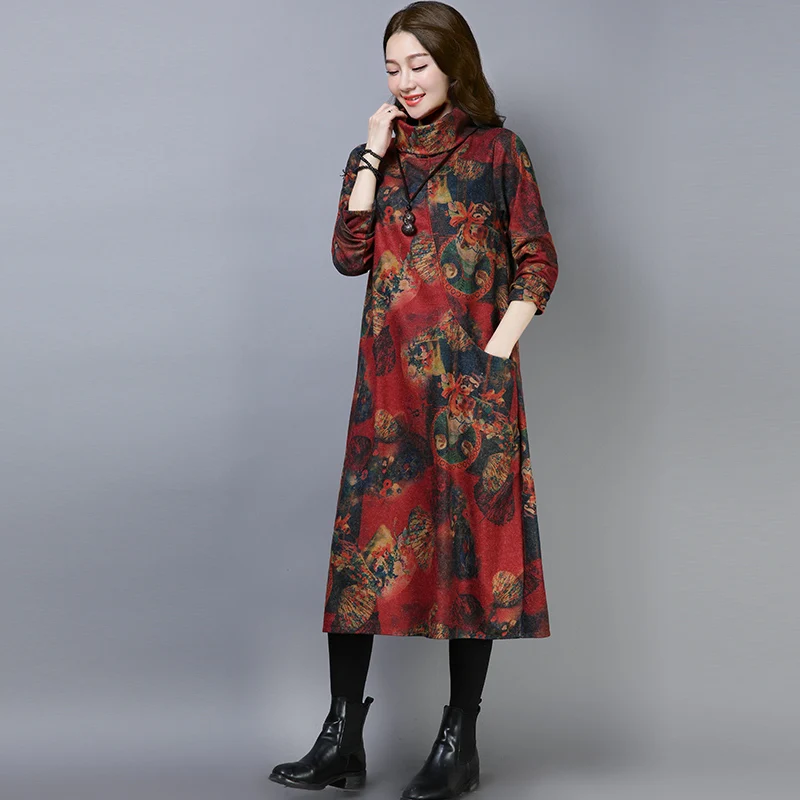 Winter-Fall Plus Size Loose Fit Floral Flowers Wool Blends Blanket Dress Women's Ladies Vintage Maxi Long Slim Look TurtleNeck
Winter-Fall Plus Size Loose Fit Floral Flowers Wool Blends Blanket Dress Women's Ladies Vintage Maxi Long Slim Look TurtleNeck
