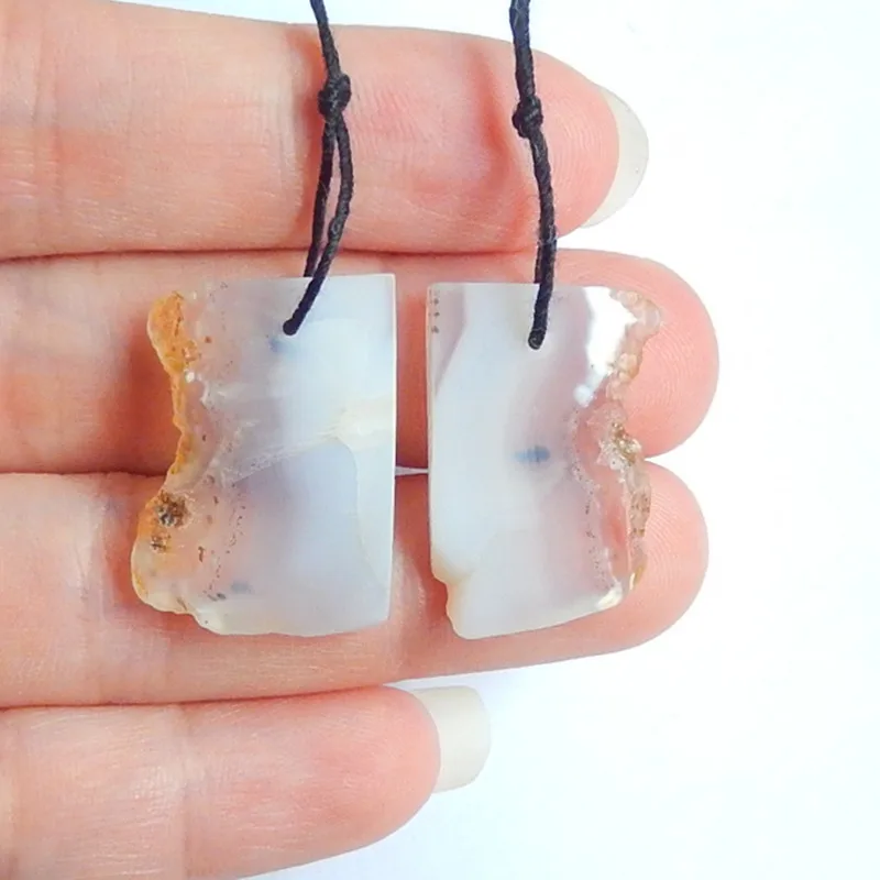 

Nugget Blue Lace Agate fashion Semi-precious stones, Jewelry accessories woman Earrings 23x16x3mm,5.9g