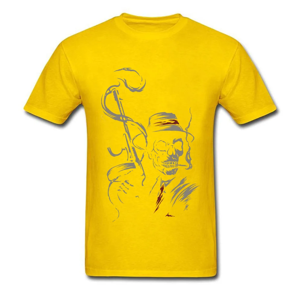 Birthday Short Sleeve Tops T Shirt Lovers Day Crew Neck Cotton Men T Shirt Mobskull Birthday Tees Plain Free Shipping Mobskull yellow