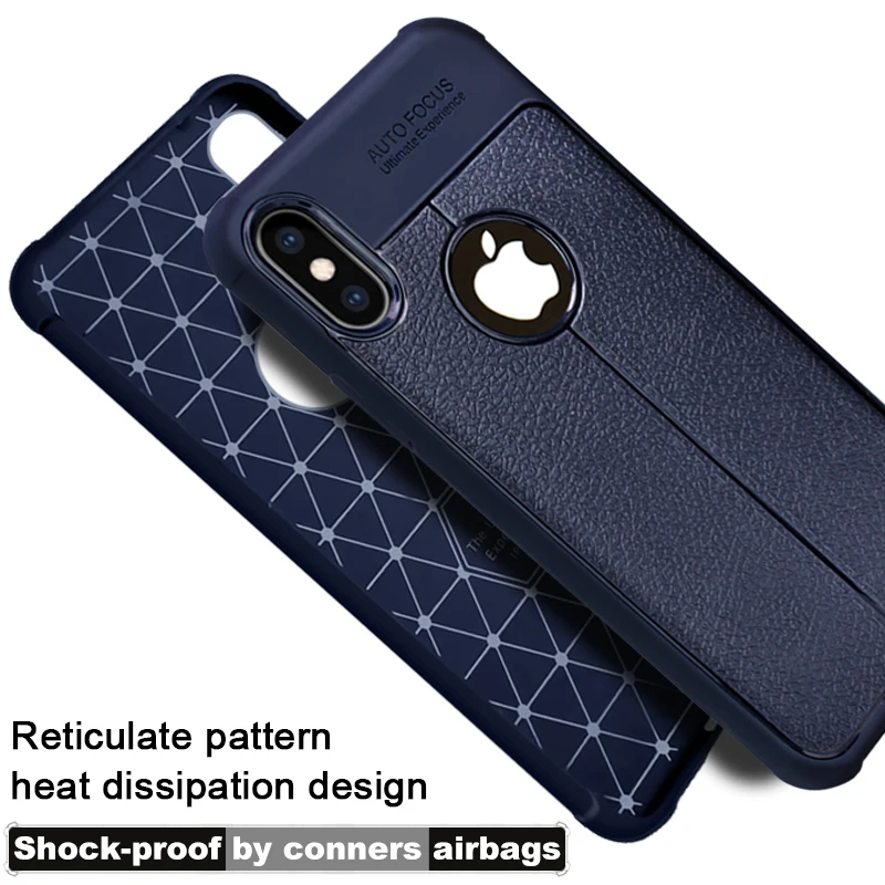 Imak Vega Shockproof Airbag Case Leather Pattern Design TPU Cover for iPhone X /Xs Reticulate Heat Dissipation |