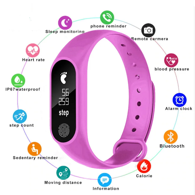 M2 Sports Pedometer Smart Bracelet Heart Rate Bluetooth V4.0 Smart Watch Remote Camera Information Display Sports Pedometer
M2 Sports Pedometer Smart Bracelet Heart Rate Bluetooth V4.0 Smart Watch Remote Camera Information Display Sports Pedometer