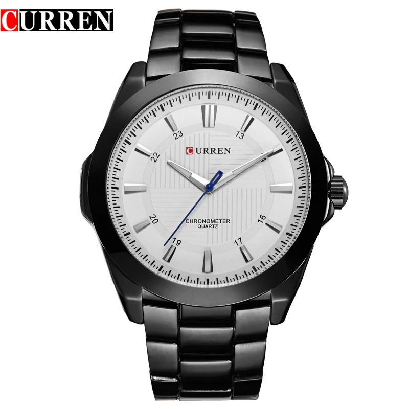 Фото CURREN спортивные часы мужские Hardlex зеркальные модные синие стрелки черный браслет