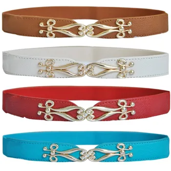 Women Pretty Thin Flower Leather Narrow Waistband Gold Metal Buckle Elastic Stretch Corset Waist Belt
Women Pretty Thin Flower Leather Narrow Waistband Gold Metal Buckle Elastic Stretch Corset Waist Belt