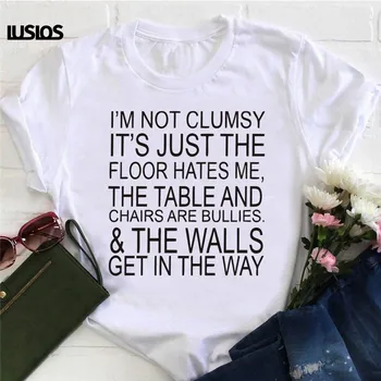 LUS LOS Clumsy Girl Funny Women Letter Print Summer Short Sleeve 2 Colors T Shirt Female White Black Super Soft Shirt
LUS LOS Clumsy Girl Funny Women Letter Print Summer Short Sleeve 2 Colors T Shirt Female White Black Super Soft Shirt