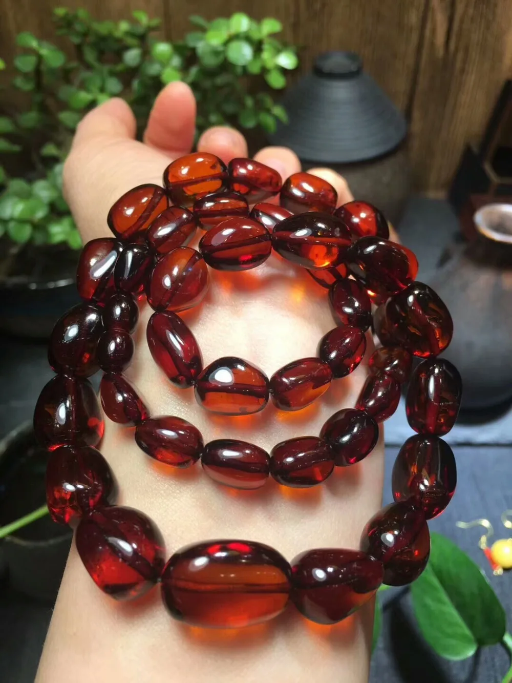 Genuine Natural Blood Red Amber Gemstone Crystal Oval Beads Big Size Necklace 22x13mm Certificate (1)