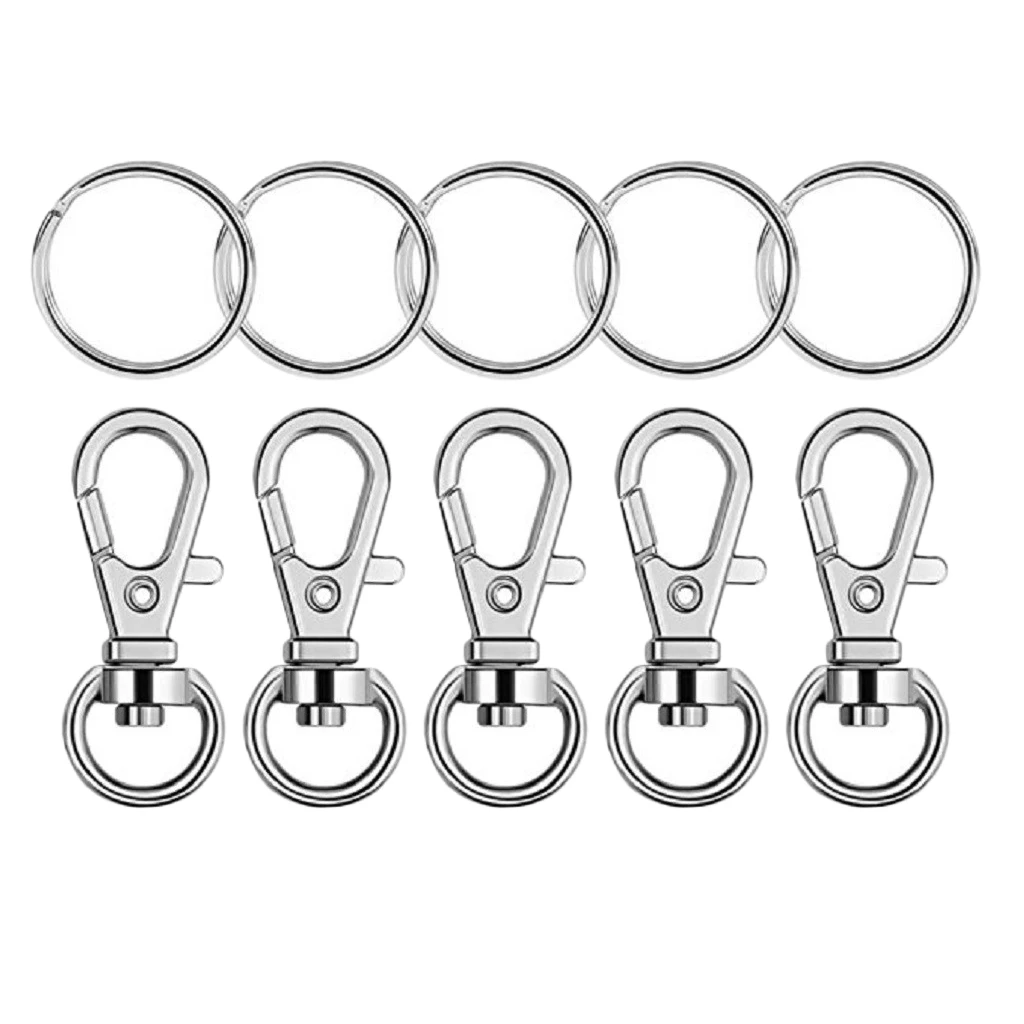50 Pcs / set Alloy Swivel Lanyard Snap Hook With Keyrings Keychain Lobster Claw Clasp for Jewellery Findings Making Craft
50 Pcs / set Alloy Swivel Lanyard Snap Hook With Keyrings Keychain Lobster Claw Clasp for Jewellery Findings Making Craft