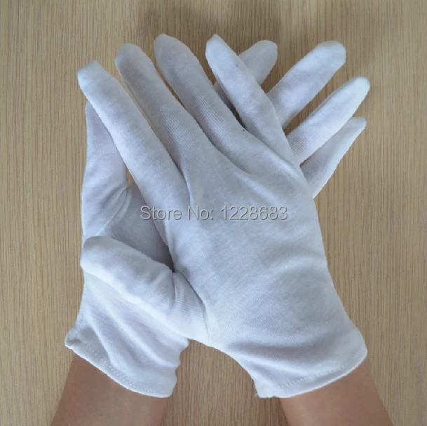 Image Cotton White Gloves Ceremonial Gloves Driver Jewelry Full Cotton Gloves Suck Hands Sweat Anti fingerprint 12 pairs lot