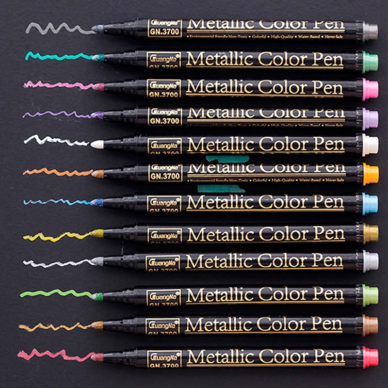 12 Colors Soft Brush Metallic Marker Pen DIY Scrapbooking Crafts Pen Art Marker Pen For Stationery School Supplies
12 Colors Soft Brush Metallic Marker Pen DIY Scrapbooking Crafts Pen Art Marker Pen For Stationery School Supplies