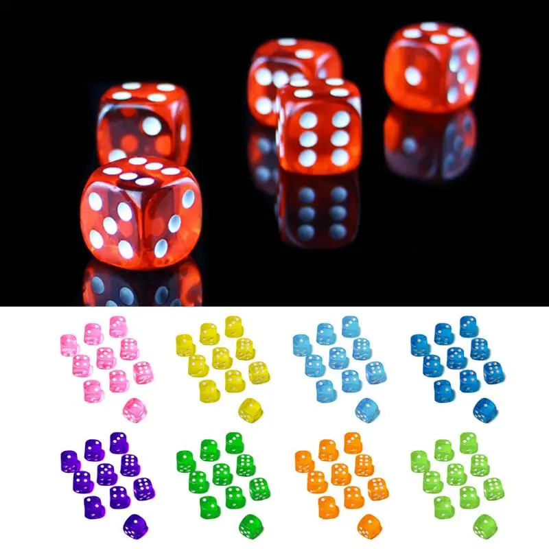 100pcs 14mm Colorful Dice For Board Game Bar Club Party Accessories EP 