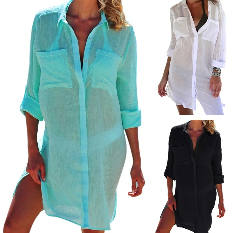 VSRRWL Womens Beach Dress Swimsuit Bikini Cover Up Robe Tunic Shirt V-Neck Summer Solid
VSRRWL Womens Beach Dress Swimsuit Bikini Cover Up Robe Tunic Shirt V-Neck Summer Solid