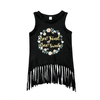 2018 Summer Toddler Kids Girls T-shirt Sleeveless Floral Letter Print Tassel Vest Tee Shirt Tops Children Clothes 1-6Y
2018 Summer Toddler Kids Girls T-shirt Sleeveless Floral Letter Print Tassel Vest Tee Shirt Tops Children Clothes 1-6Y