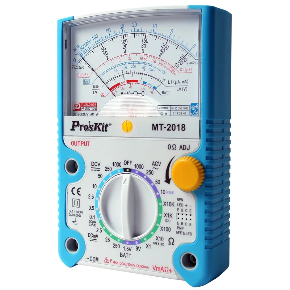 Free Shipping ProsKit MT-2018 Protective Function Analog Multimeter Safety Standard Professional Ohm Test Meter Tester Analog
Free Shipping ProsKit MT-2018 Protective Function Analog Multimeter Safety Standard Professional Ohm Test Meter Tester Analog