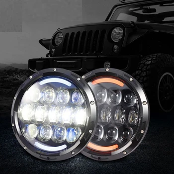 

For Wrangler 7" Inch Round 105W LED Projector Headlights Angel Eyes Halo Ring White DRL for 1997-2016 JK TJ LJ Sahara Rubicon