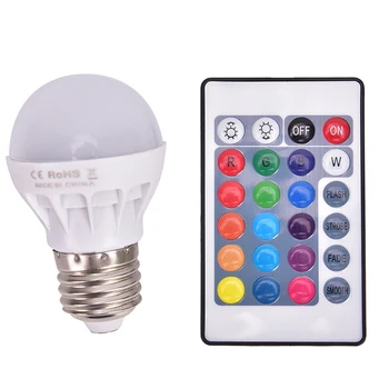 E27 RGB LED Bulb 3W Lamp LED Spotlight 16 Color Changeable+24Keys IR Remote Control AC85-265V Holiday Lighting
E27 RGB LED Bulb 3W Lamp LED Spotlight 16 Color Changeable+24Keys IR Remote Control AC85-265V Holiday Lighting