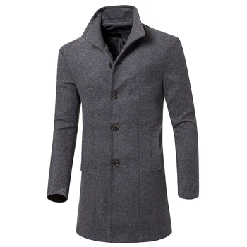Trench coat men's autumn and winter thick wool long solid color lapel coat / Slim warm high quality blends coat
Trench coat men's autumn and winter thick wool long solid color lapel coat / Slim warm high quality blends coat