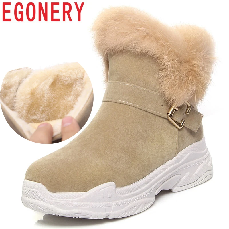 EGONERY women snow boots new flock winter med wedges platform buckle black and apricot round toe slip-on sneaker booties winter
EGONERY women snow boots new flock winter med wedges platform buckle black and apricot round toe slip-on sneaker booties winter