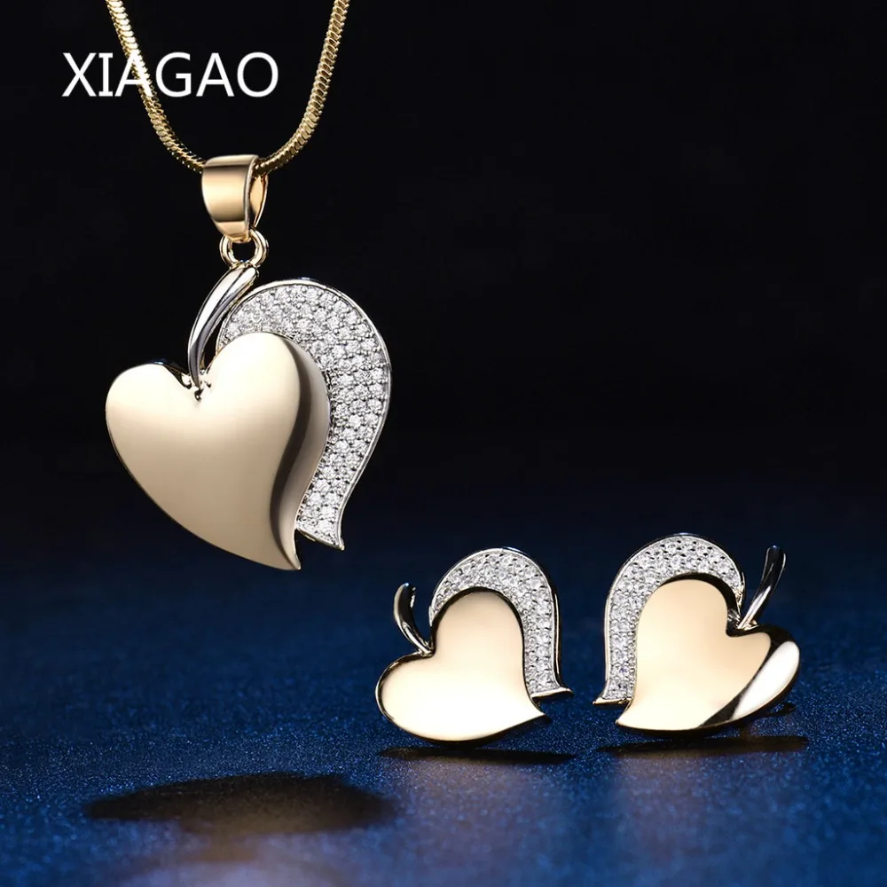 XIAGAO Romantic Hot Sale Earrings Necklace Pendant for Women Jewelry Set Heart Gold Color Wedding Jewellery Accessories T051a
XIAGAO Romantic Hot Sale Earrings Necklace Pendant for Women Jewelry Set Heart Gold Color Wedding Jewellery Accessories T051a