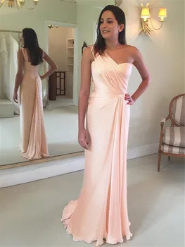 Elegant Blush Pink One Shoulder Long Bridesmaid Dresses 2019 Pleat Chiffon Floor Length Formal Occasion Dress Cheap Party Gowns
Elegant Blush Pink One Shoulder Long Bridesmaid Dresses 2019 Pleat Chiffon Floor Length Formal Occasion Dress Cheap Party Gowns