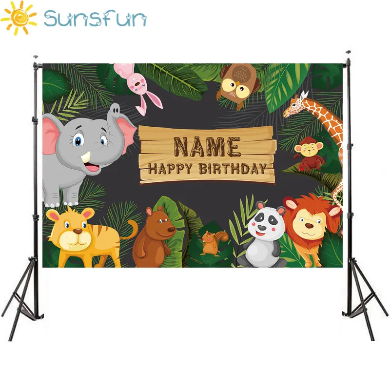 Sunsfun birthday backgrounds for photography studio Jungle party animals cartoon leaves forest kid backdrop printed photocall
Sunsfun birthday backgrounds for photography studio Jungle party animals cartoon leaves forest kid backdrop printed photocall