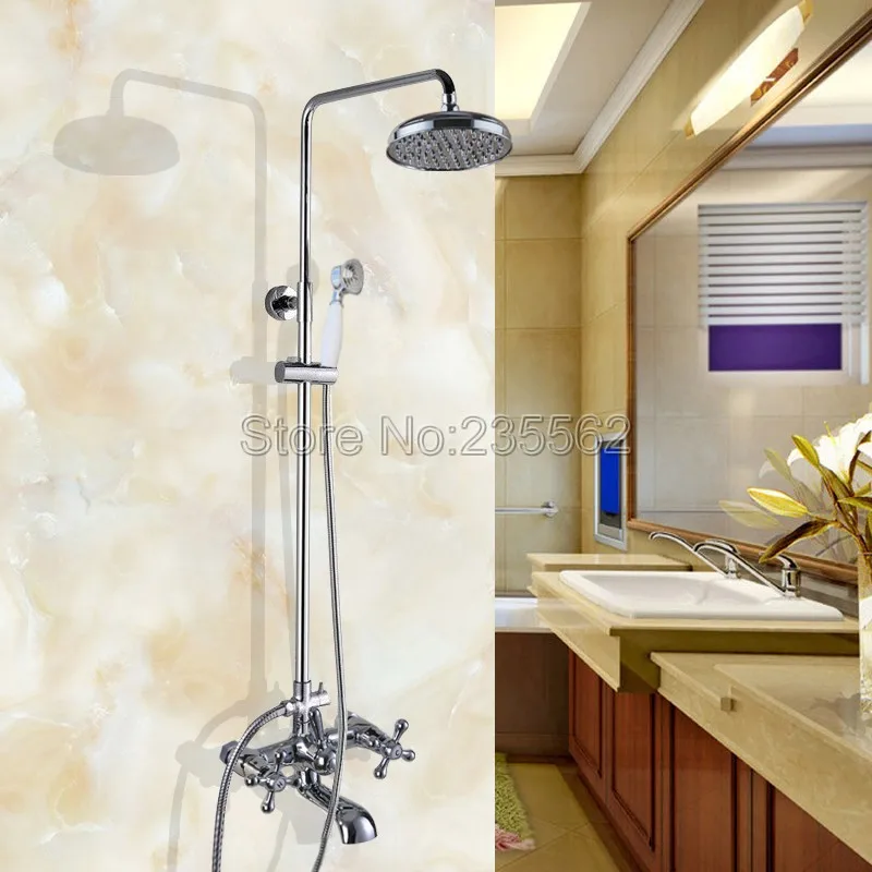 8 inch Rainfall Shower Heads Polished Chrome Finish Bathroom Rain Shower Faucet Set W/ Handheld Spray lcy321
8 inch Rainfall Shower Heads Polished Chrome Finish Bathroom Rain Shower Faucet Set W/ Handheld Spray lcy321