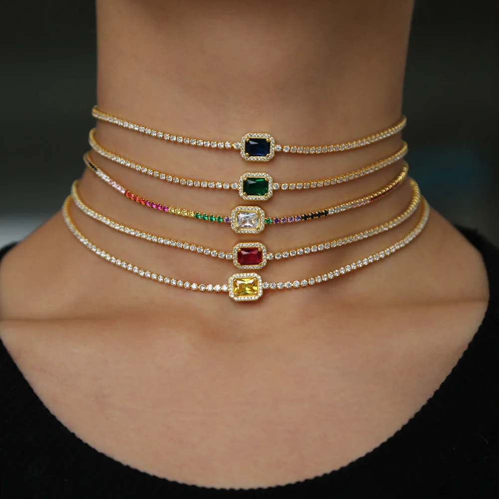 Christmas Stunning Fashion Chocker Necklace Tennis Chain Bezel Big Colorful Zircons CZ Rainbow Chain For Women Collar Jewelry
Christmas Stunning Fashion Chocker Necklace Tennis Chain Bezel Big Colorful Zircons CZ Rainbow Chain For Women Collar Jewelry