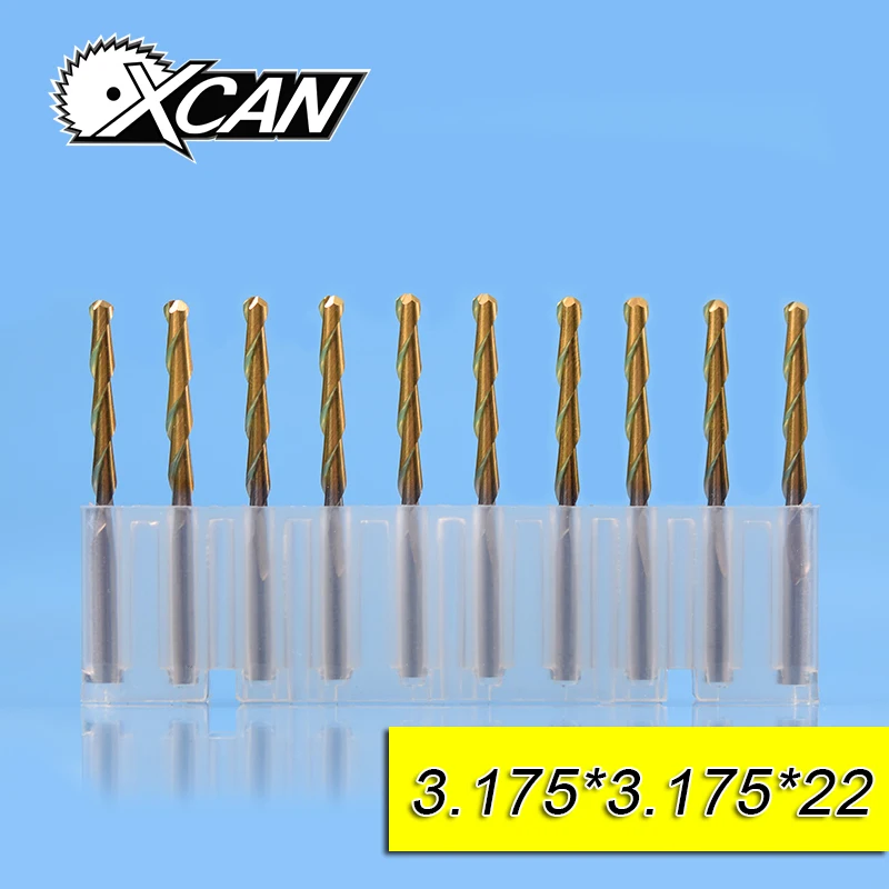 XCAN 3.175mm TICN coating spiral router bits with 12/17/22mm ball nose end mills 3.175 shank CNC milling cutter for woodworking
XCAN 3.175mm TICN coating spiral router bits with 12/17/22mm ball nose end mills 3.175 shank CNC milling cutter for woodworking